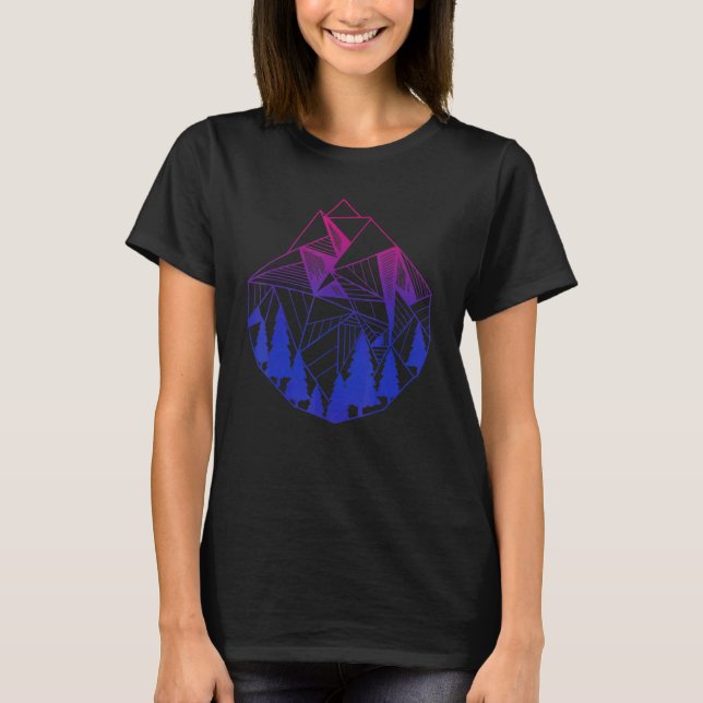 Subtle Bisexual Flag Mountain Graphic Bi Pride Lgb T-Shirt (Front)