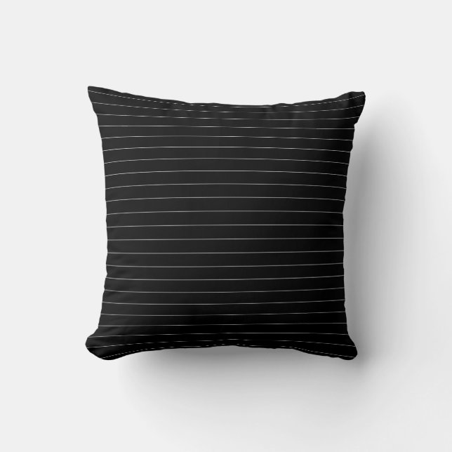 Subtle Black and White Thin Stripes Pattern Modern Cushion (Front)