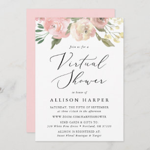 Subtle Blooms Floral Virtual Baby Shower Invitation