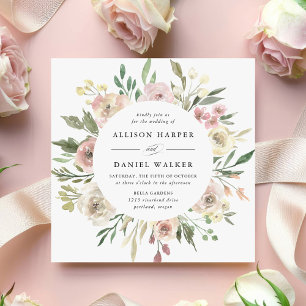 Subtle Blooms Square Wedding Invitation