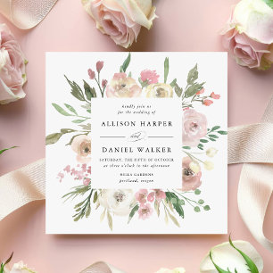 Subtle Blooms Square Wedding Invitation