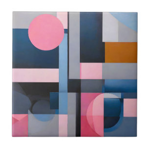 Subtle Blues & Pinks in Geometric Abstraction Tile