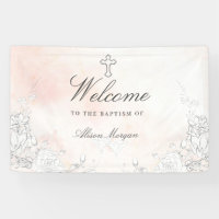 Subtle Blush Floral Baptism Welcome