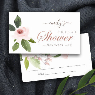 SUBTLE BLUSH PINK ROSE BRIDAL SHOWER PLACE CARD