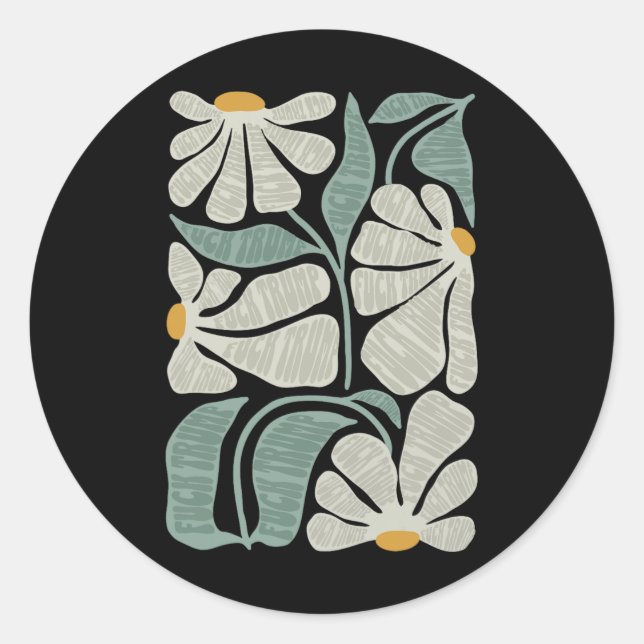 Subtle Boho Flowers Anti Trump  Classic Round Sticker (Front)