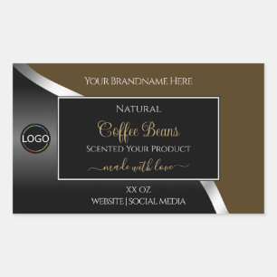 Subtle Brown Black Wavy Silver Logo Product Labels