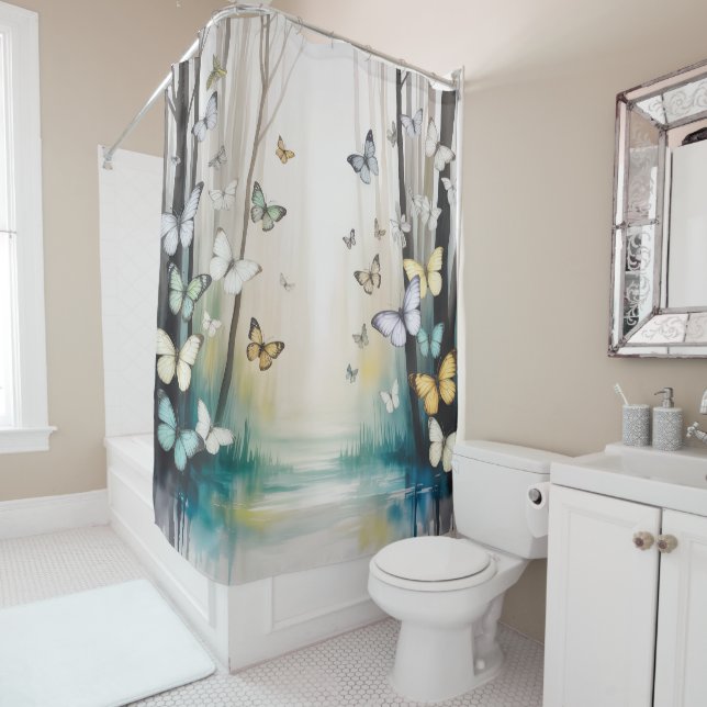 Subtle Butterfly Shower Curtain (In Situ)