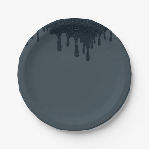 Subtle Charcoal Drip Party Plate – Customisable
