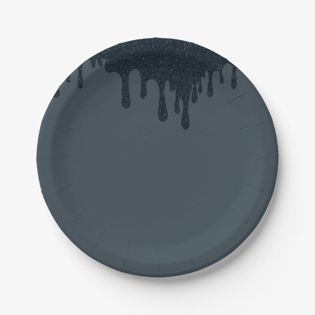 Subtle Charcoal Drip Party Plate – Customisable (Front)