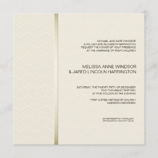 Subtle Chevron Ecru on Ivory Modern Affordable Invitation