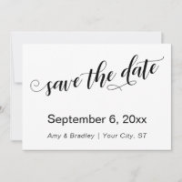 Subtle, Chic Typography on White Save the Date