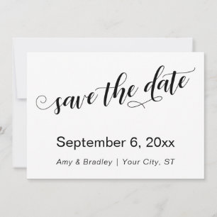 Subtle, Chic Typography on White Save the Date