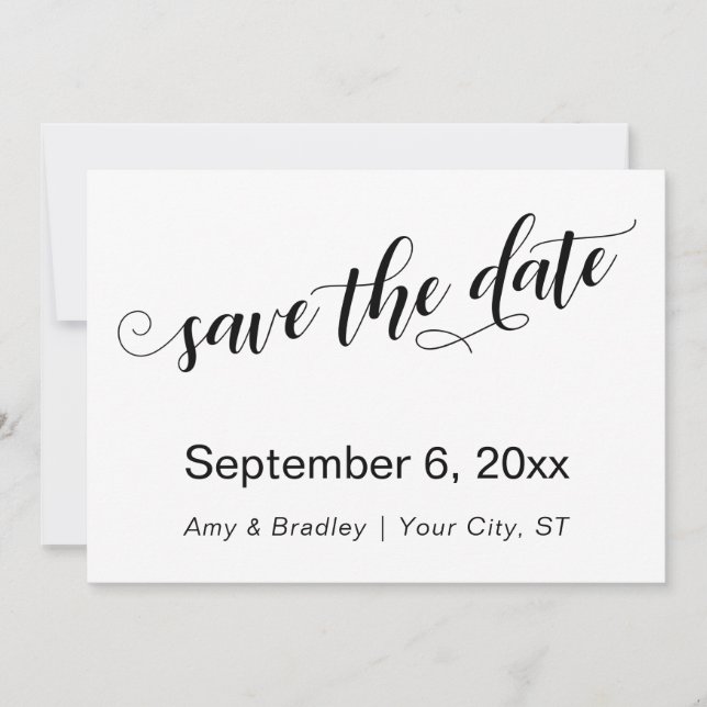 Subtle, Chic Typography on White Save the Date (Front)