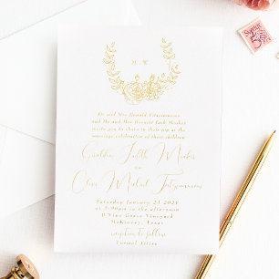 Subtle Classic Wreath Monogram Wedding Gold