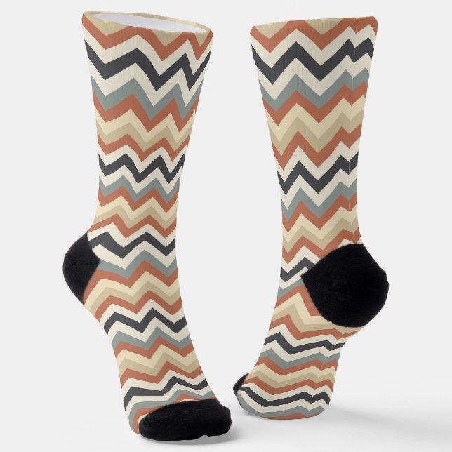Subtle  Colours and Zigzag Pattern Socks (Angled)