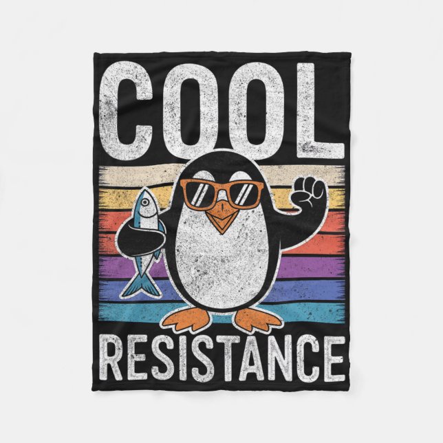 Subtle Cool Resistance Penguin Tariffs Protest Ant Fleece Blanket (Front)