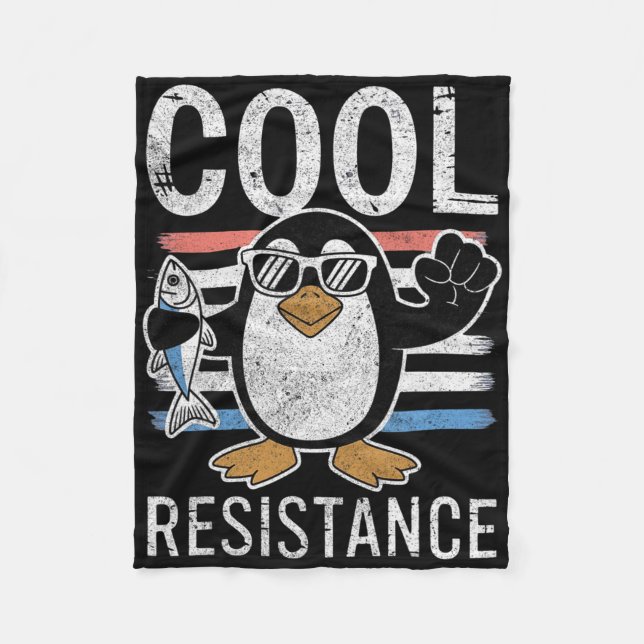 Subtle Cool Resistance Penguin Tariffs Protest Ant Fleece Blanket (Front)