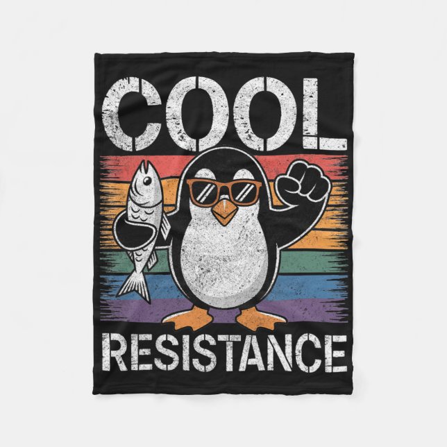 Subtle Cool Resistance Penguin Tariffs Protest Ant Fleece Blanket (Front)
