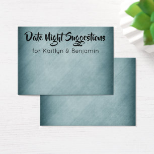 Subtle Distressed Teal Date Night Suggestions Card