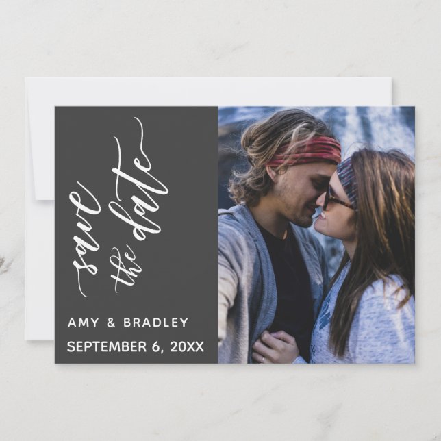 Subtle Elegant Typography Black Text Save the Date (Front)
