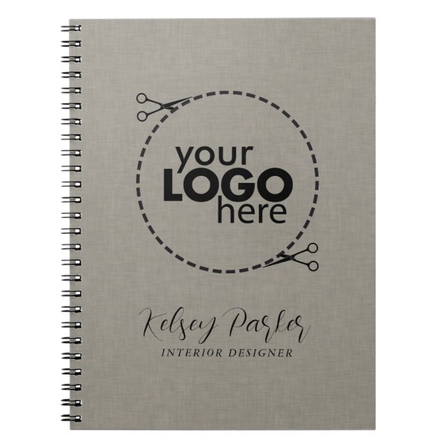 Subtle Fabric Texture Customisable Logo Notebook (Front)