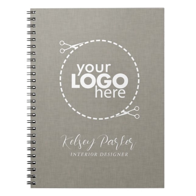 Subtle Fabric Texture Customisable Logo Notebook (Front)