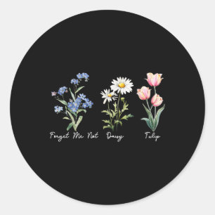 Subtle Floral 8647 Trump Flowers Forget Me Not Dai Classic Round Sticker