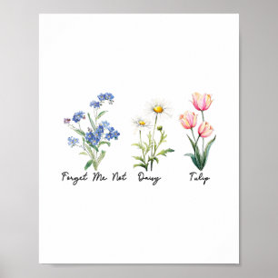 Subtle Floral 8647 Trump Flowers Forget Me Not Dai Poster