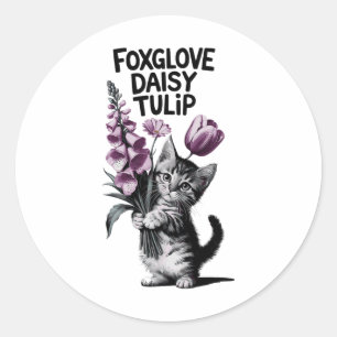 Subtle Floral Anti Flowers Foxglove Daisy Tulip 1 Classic Round Sticker
