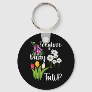 Subtle Floral Anti Trump Flowers Foxglove Daisy Tu Key Ring