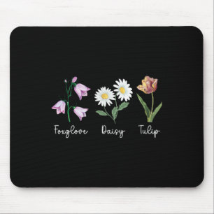 Subtle Floral Anti Trump Foxglove Daisy Tulip Flow Mouse Pad