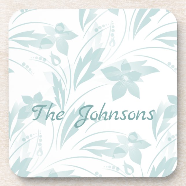 Subtle Floral in Blues Coaster (Front)