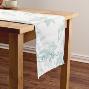 Subtle Floral in Blues Short Table Runner