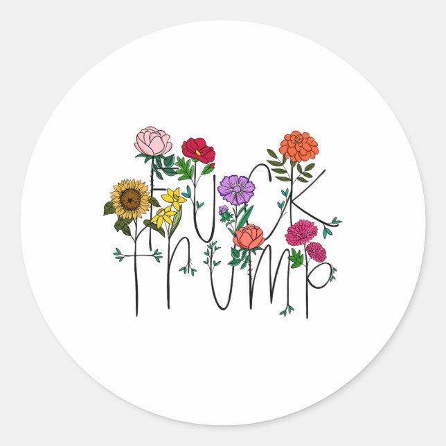 Subtle Flowers Anti Trump  Classic Round Sticker (Front)