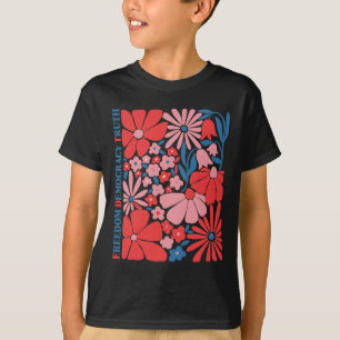 Subtle Freedom Democracy Truth Boho Floral 4th Jul T-Shirt