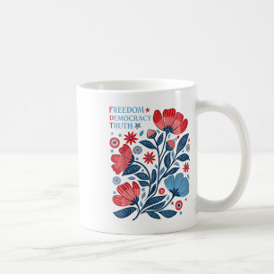 Subtle Freedom Democracy Truth Boho Floral 4th Of Coffee Mug