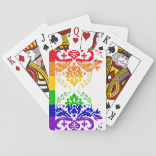 Subtle gay flag horizontal stripes damask playing cards