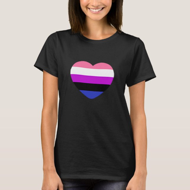 Subtle Genderfluid Flag Tiny Heart Gay Pride Month T-Shirt (Front)