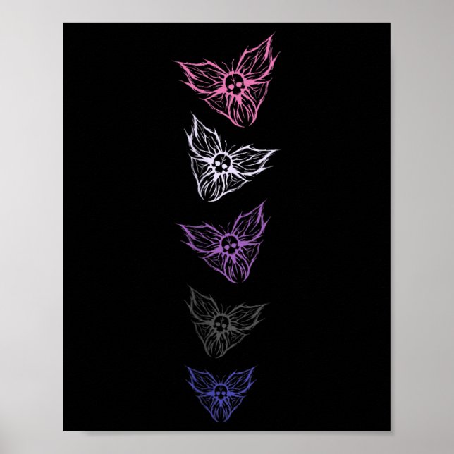 Subtle Genderfluid Pride Goth Butterfly, Non Binar Poster (Front)