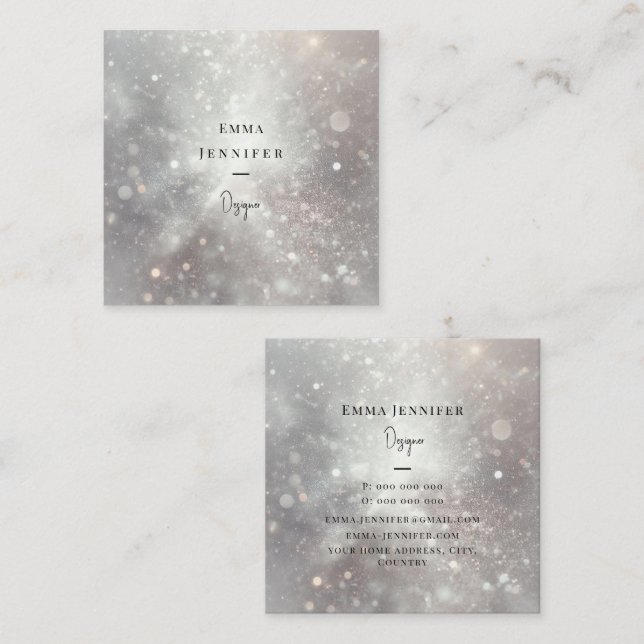 Subtle gentle glitter background square business card (Front/Back)