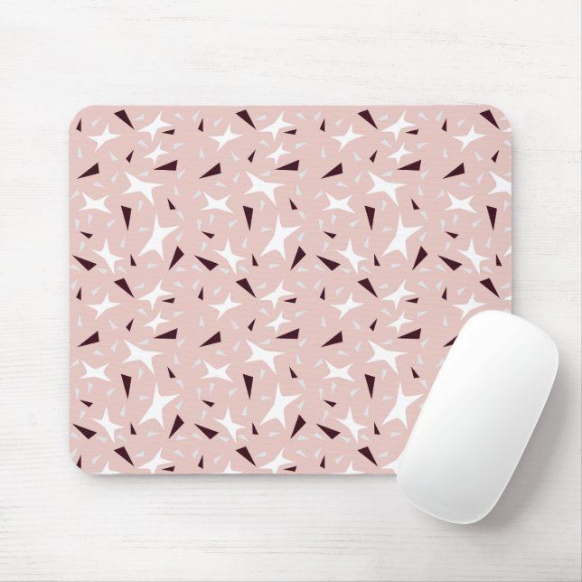 Subtle Geo Stars & Triangles – Pink Mouse Pad (With Mouse)