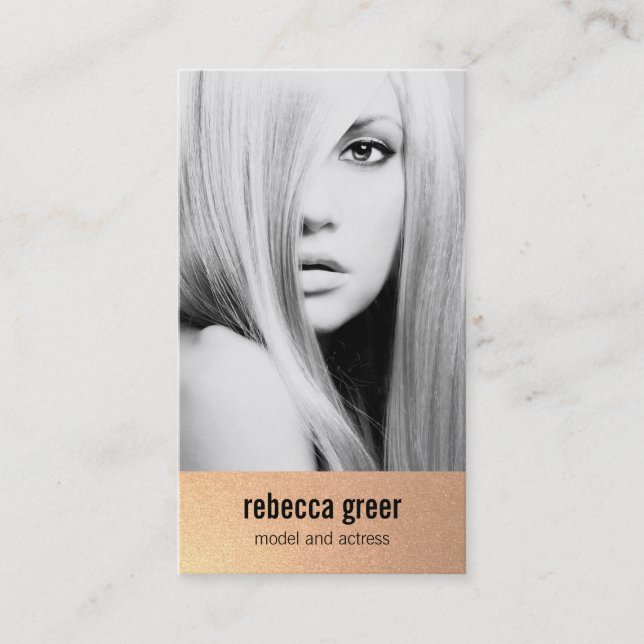 Subtle Gold Glitter Model and Actress Photocard Business Card (Front)