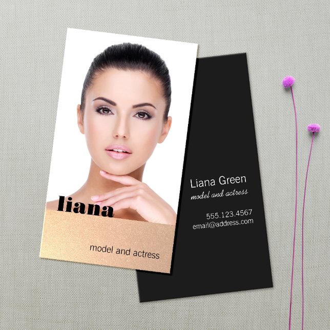 Subtle Gold Glitter Modelling Photocard Business Card (Creator Uploaded)