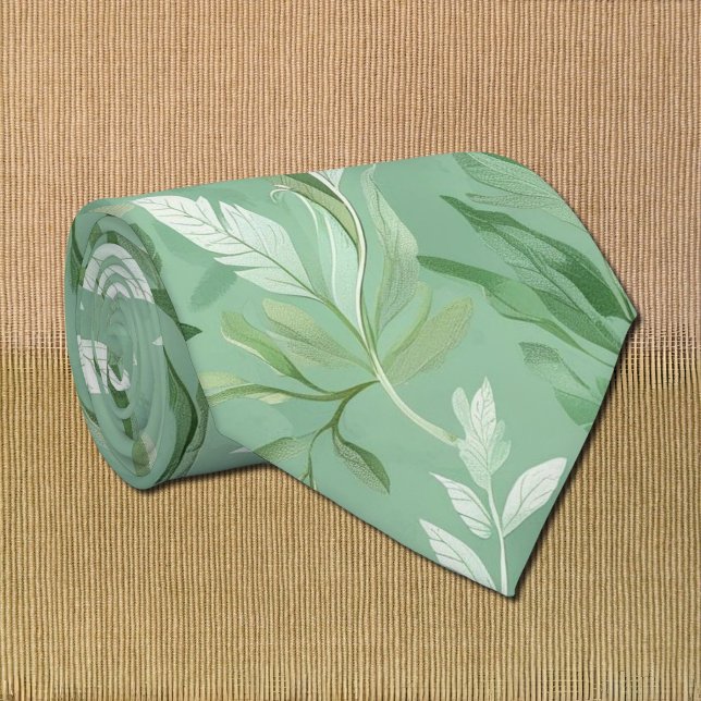 subtle  green   botanical pattern  tie (Creator Uploaded)