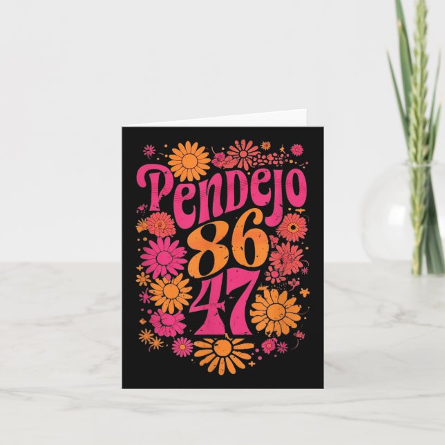 Subtle Groovy Retro Pendejo Floral Anti-trump 8647 Card (Front)