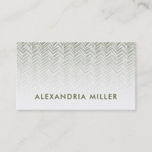 Subtle Herringbone Olive Green and White Business Card