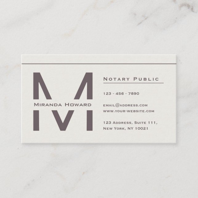 Subtle Ivory Minimalist Monogram Business Card (Front)