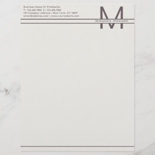Subtle Ivory Minimalist Monogram Letterhead
