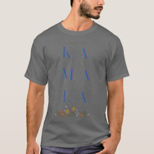Subtle Kamala Harris. Flowers. Grey and Blue T-Shirt