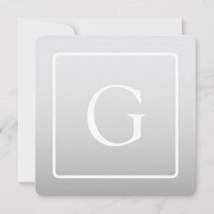 Subtle Light Grey Gradient Surname Monogram Card